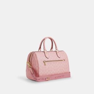 Coach powder pink Rowan Large Satchel Bag In Signature Canvas
